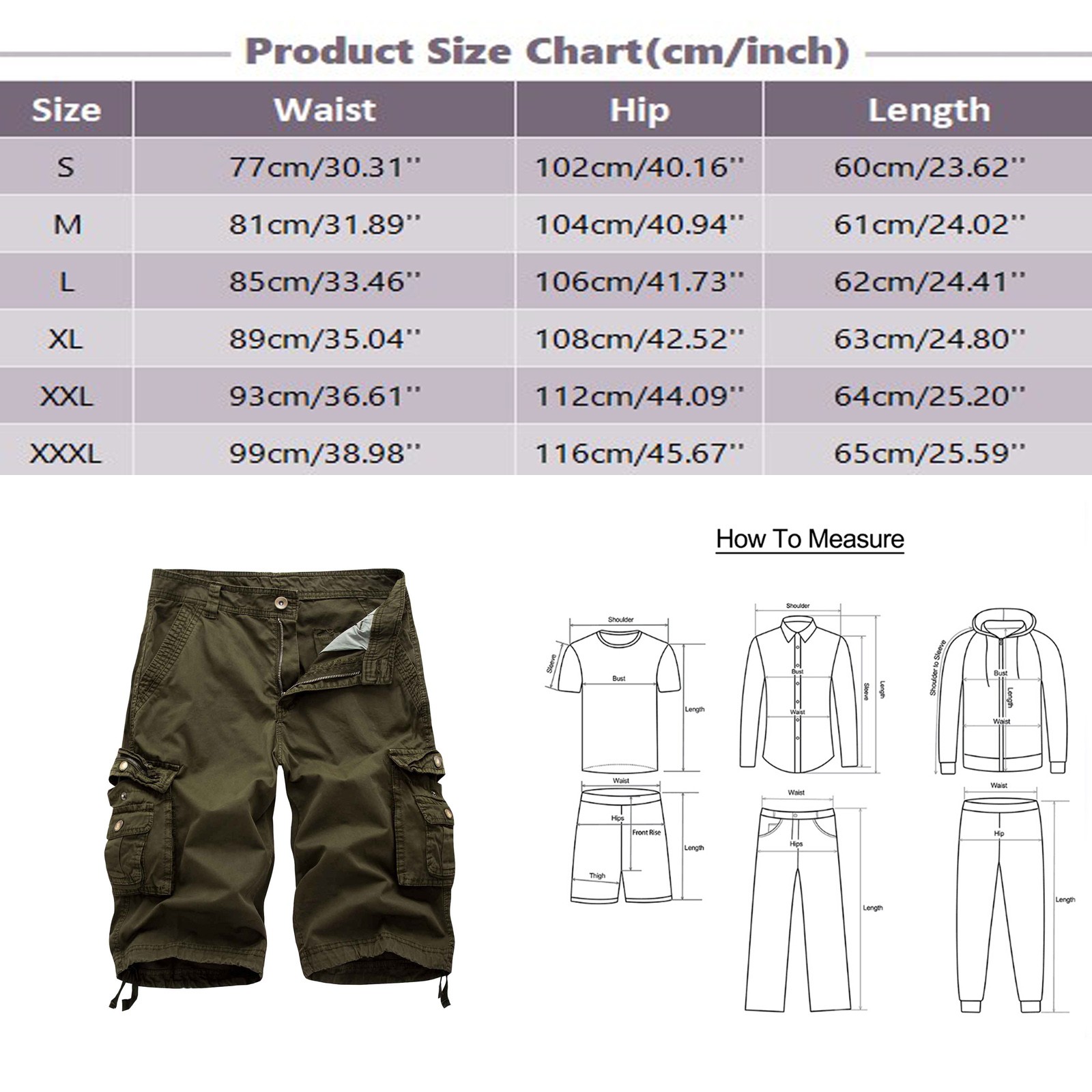 thumbnail image 3 of Pantalones cortos cargo informales de estilo mecánico para hombre - Pantalones holgados de 5 puntos, playa/fiesta - Todas las estaciones (S-XXXL), 3 of 4